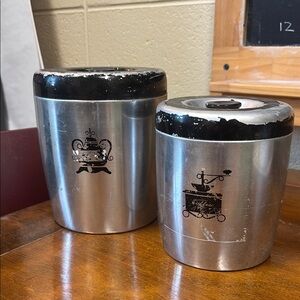 Stainless Steel Coffee Canister Set with Black Lids